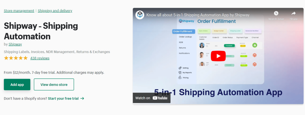 Aplicación de envío de Shopify - Shipway
