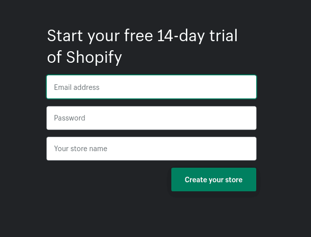 Inicio de ruta gratuita de Shopify