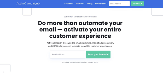 Vista previa de la página de inicio de la campaña activa
