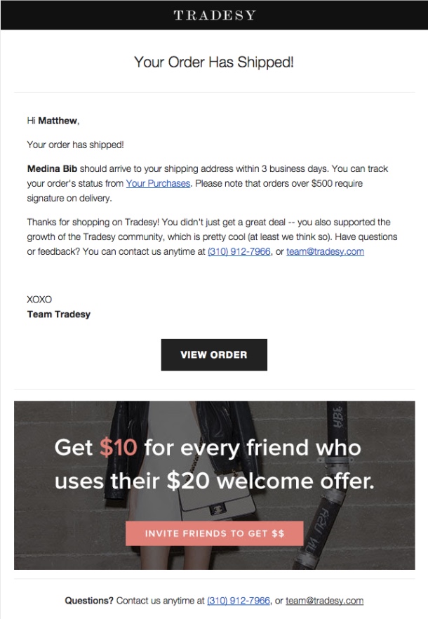 Correos electrónicos de estado de pedidos y envíos